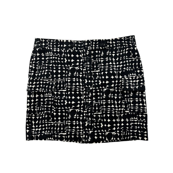 Nautica Black & White Polka Dot Mini Cargo Skirt Button Front Pockets Geometric - Picture 1 of 8